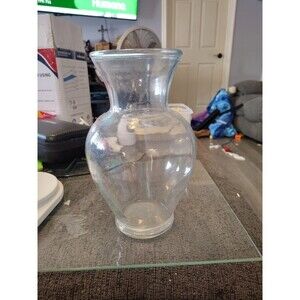 Clear Glass Flower Vase 11" Tall Classic Flared Lip Wide Belly Floral...